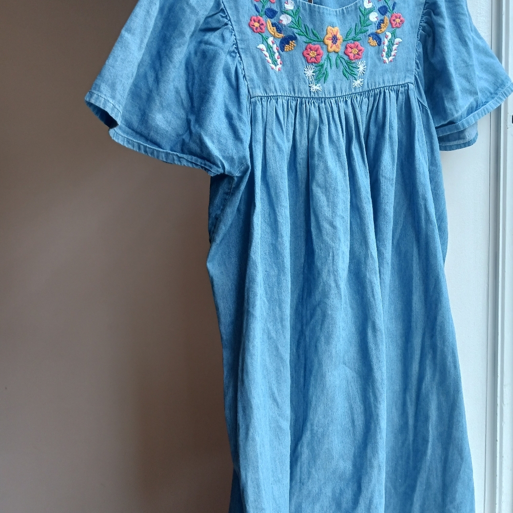 Euc Denim girls short sleeve dress size 14
